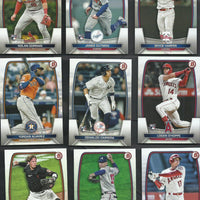2023 Bowman Baseball Series Complete Mint 100 Card Base Set made by Topps with Rookies and Stars including James Outman, Mike Trout and Aaron Judge Plus
