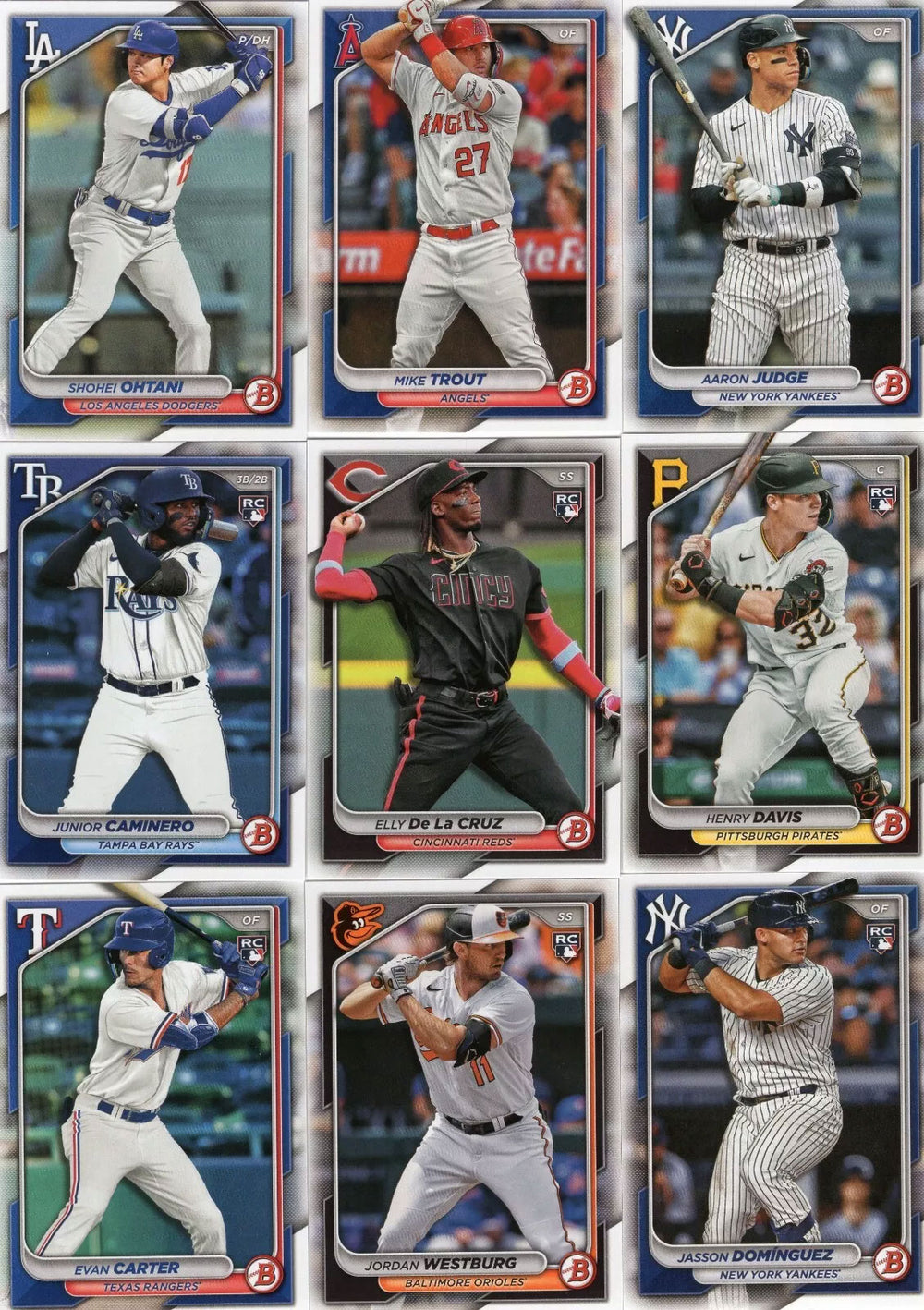 2024 Bowman Baseball Series Complete Mint 250 Card Set made by Topps with Stars, Prospects and Rookie Cards