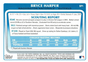 2011 Bowman Baseball Prospects Complete Mint Set with Bryce Harper and Paul Goldschmidt Plus