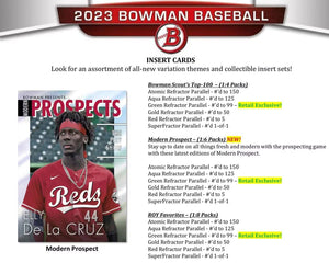 2023 Topps BOWMAN Baseball Series 24 Packs RETAIL Box with EXCLUSIVE Green Parallels