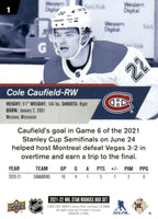 Cole Caufield 2021 2022 Upper Deck NHL Star Rookies Box Set Card #1
