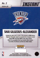Oklahoma City Thunder 2024 2025 Panini Instant NBA Champions Limited Edition 30 Card Team Box Set Featuring 3 Different Shai Gilgeous-Alexander Cards plus Chet Holmgren, Jalen Williams, Alex Caruso and more Plus
