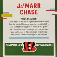 Ja'Marr Chase 2023 Panini Donruss Threads Series Mint Insert Card #DTH-JMC Featuring an Authentic Black Jersey Swatch