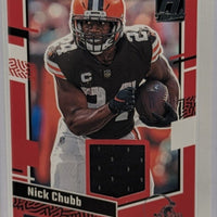 Nick Chubb 2023 Panini Donruss Threads Series Mint Insert Card #DTH-NC Featuring an Authentic Black Jersey Swatch