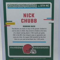 Nick Chubb 2023 Panini Donruss Threads Series Mint Insert Card #DTH-NC Featuring an Authentic Black Jersey Swatch