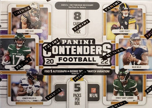 2022 Panini Contenders NFL Football Factory Sealed Blaster Box with 1 Autograph or Rookie Ticket Swatch Per Box