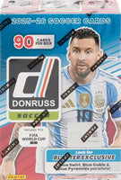2025 2026 Panini Donruss Road to FIFA World Cup Soccer Blaster Box with 6 Rated Rookies and 18 Inserts / Parallels Per Box with Possible Kaboom Inserts and Blaster Box EXCLUSIVE Blue Swirls
