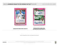 2025 2026 Panini Donruss Road to FIFA World Cup Soccer Blaster Box with 6 Rated Rookies and 18 Inserts / Parallels Per Box with Possible Kaboom Inserts and Blaster Box EXCLUSIVE Blue Swirls
