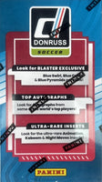 2025 2026 Panini Donruss Road to FIFA World Cup Soccer Blaster Box with 6 Rated Rookies and 18 Inserts / Parallels Per Box with Possible Kaboom Inserts and Blaster Box EXCLUSIVE Blue Swirls
