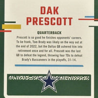 Dak Prescott 2023 Panini Donruss Threads Series Mint Insert Card #DTH-DP Featuring an Authentic Blue Jersey Swatch