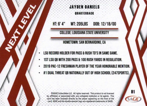 Jayden Daniels 2024 SAGE Next Level Series BLACK Parallel Version Mint Card #81