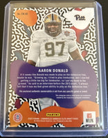 Aaron Donald 2023 Panini Chronicles Donruss Elite Draft Picks Moxie Patch Series Mint Insert Card #EM-AD Featuring an Authentic Dark Blue Jersey Swatch
