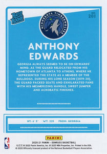 Anthony Edwards 2020 2021 Donruss Series Mint Rated Rookie Card #201