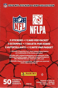 2024 Panini NFL Football Sticker Collection Unopened Box 50 Packs 250 Stickers 50 Cards