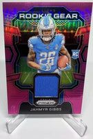 Jahmyr Gibbs 2023 Panini PRIZM Rookie Gear Patch Series Mint Rookie Card #RG-JG Featuring an Authentic Blue Jersey Swatch
