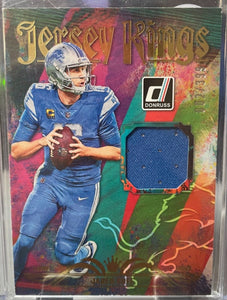 Jared Goff 2023 Panini Donruss Jersey Kings Series Mint Insert Card #JK-13 Featuring an Authentic Blue Jersey Swatch #2/399 Made