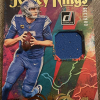 Jared Goff 2023 Panini Donruss Jersey Kings Series Mint Insert Card #JK-13 Featuring an Authentic Blue Jersey Swatch #86/399 Made