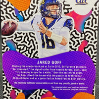 Jared Goff 2023 Panini Chronicles Donruss Elite Draft Picks Moxie Patch Series Mint Insert Card #EM-JG Featuring an Authentic Dark Blue Jersey Swatch