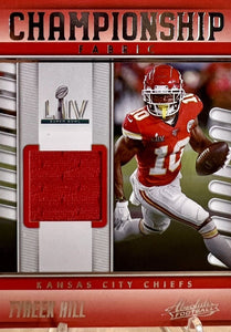 Tyreek Hill 2023 Panini Absolute Championship Fabric Series Mint Insert Card #CF-9 Featuring an Authentic Red Memorabilia Swatch