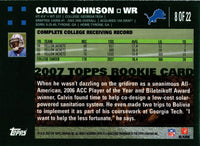 Calvin Johnson 2007 Topps Turn Back the Clock Series Mint ROOKIE Card #8 of 22
