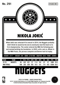 Nikola Jokic 2023 2024 Panini Hoops Series Mint Tribute Card #291