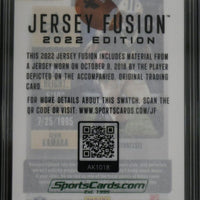Alvin Kamara 2022 Jersey Fusion Series Mint Card Featuring an Authentic 2018 White Jersey Swatch