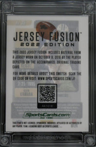 Alvin Kamara 2022 Jersey Fusion Series Mint Card Featuring an Authentic 2018 White Jersey Swatch