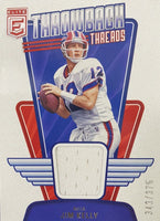 Jim Kelly 2023 Donruss Elite Throwback Threads Series Mint Insert Card #5 Featuring an Authentic White Jersey Swatch #343/375 Made
