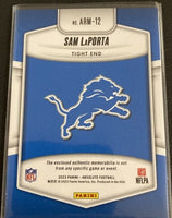 Sam LaPorta 2023 Panini Absolute Memorabilia Series Mint Rookie Card #ARM-12 Featuring an Authentic Blue Jersey Swatch
