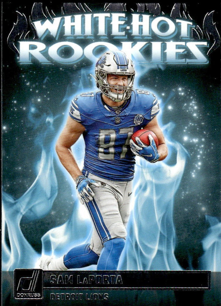 Sam LaPorta 2023 Donruss Football Series Mint Short Print WHITE HOT ROOKIES Rookie Insert Card #WHR-6