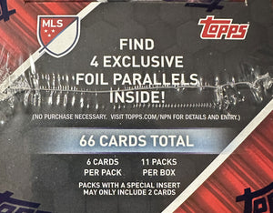 2023 Topps MLS Soccer Blaster Box of Packs with 4 Exclusive Icy Foilboard Parallel Cards Per Box and Chance for Autographs and New Pearlers Chrome Cards