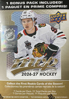 2026 2027 Upper Deck MVP NHL Hockey Blaster Box with EXCLUSIVE Gold Parallels Plus Brand New Insert Sets and Sticker Cards
