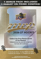 2026 2027 Upper Deck MVP NHL Hockey Blaster Box with EXCLUSIVE Gold Parallels Plus Brand New Insert Sets and Sticker Cards
