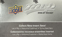 2026 2027 Upper Deck MVP Hockey Series Unopened Retail 36 Pack Box with Chance for Rookies Plus #1 Draft Picks Cards
