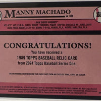 Manny Machado 2024 Topps Game Used Bat Relic Card #89BR-MM