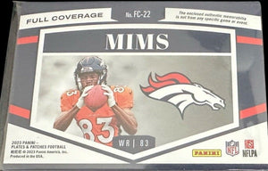 Marvin Mims 2023 Panini Plates and Patches Full Coverage Series RARE Mint Rookie Card #FC-22 Featuring a HUGE Authentic Orange Jersey Swatch #20 of only 45 Made