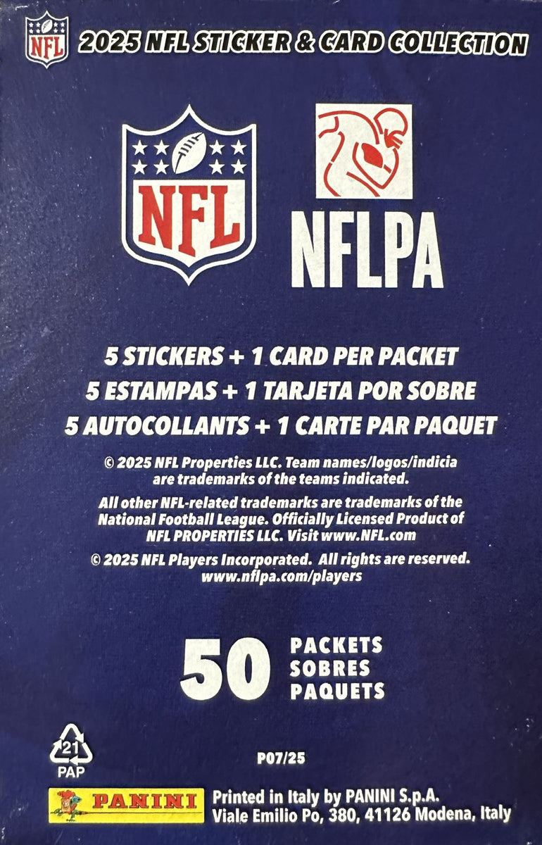 2025 Panini NFL Football Sticker Collection Unopened Box 50 Packs 250 ...