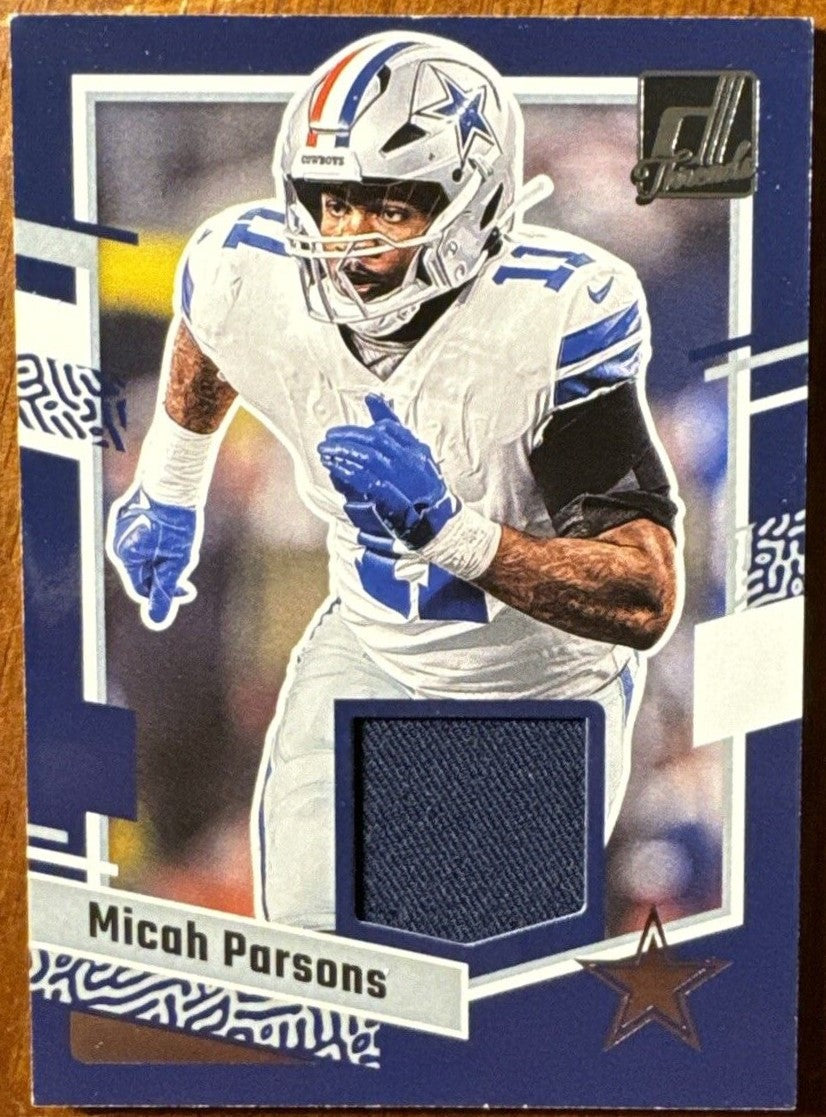 Micah Parsons 2023 Panini Donruss Threads Series Mint Insert Card #DTH-MP Featuring an Authentic Blue Jersey Swatch