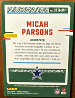 Micah Parsons 2023 Panini Donruss Threads Series Mint Insert Card #DTH-MP Featuring an Authentic Blue Jersey Swatch
