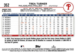 Philadelphia Phillies 2024 Topps Complete Mint 24 Card Hand Collated Team Set Featuring Bryce Harper Kyle Schwarber and Trea Turner with Johan Rojas Orion Kerkering and Weston Wilson Rookies Plus