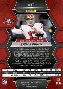 Brock Purdy 2023 Panini Mosaic Series Mint 2nd Year Card #211