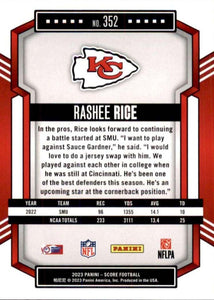 Rashee Rice 2023 Score Football Series Mint ROOKIE Card #352