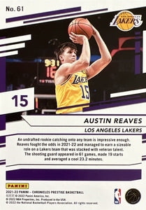 Austin Reaves 2021 2022 Panini Chronicles Prestige Series Mint Rookie Card #61