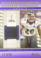 Ed Reed 2023 Panini Absolute Championship Fabric Series Mint Insert Card #CF-15 Featuring an Authentic Black Memorabilia Swatch
