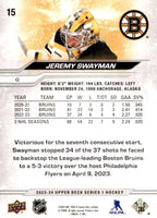 Jeremy Swayman 2023 2024 Upper Deck NHL Series Card #15
