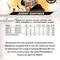 Jeremy Swayman 2023 2024 Upper Deck NHL Series Card #15