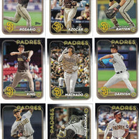 San Diego Padres 2024 Topps Complete Mint 20 Card Hand Collated Team Set Featuring Manny Machado, Yu Darvish, Xander Bogaerts, Fernando Tatis Jr and a Matt Waldron Rookie Card Plus