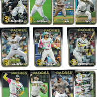 San Diego Padres 2024 Topps Complete Mint 20 Card Hand Collated Team Set Featuring Manny Machado, Yu Darvish, Xander Bogaerts, Fernando Tatis Jr and a Matt Waldron Rookie Card Plus