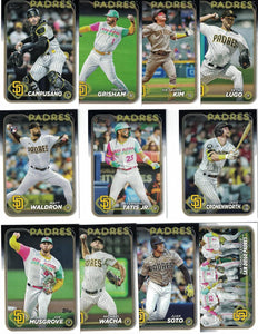 San Diego Padres 2024 Topps Complete Mint 20 Card Hand Collated Team Set Featuring Manny Machado, Yu Darvish, Xander Bogaerts, Fernando Tatis Jr and a Matt Waldron Rookie Card Plus