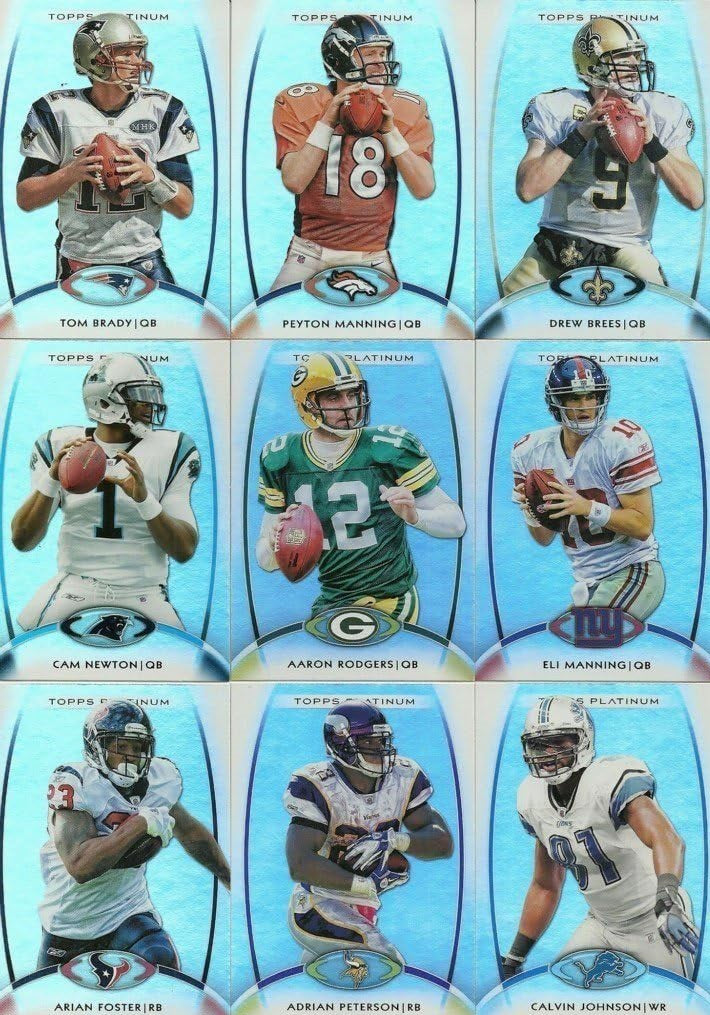 2012 Topps Platinum Football Series Complete Mint Basic 100 Card Set Loaded with Stars including Peyton Manning, Tom Brady, Aaron Rodgers and many others!